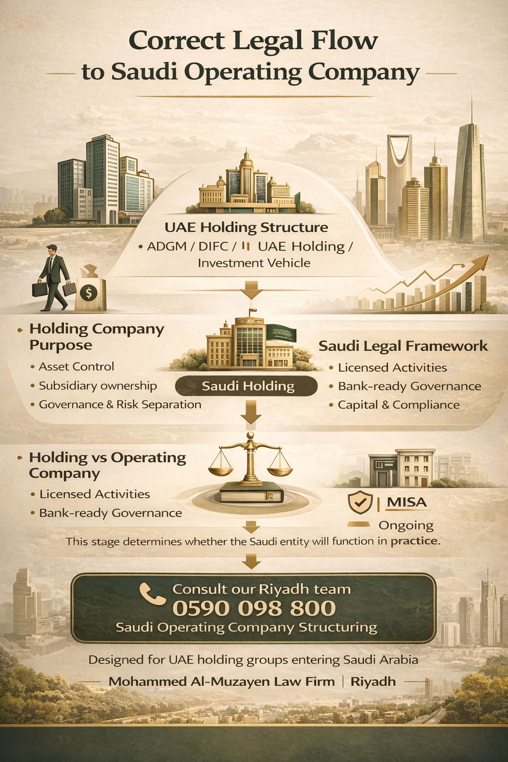 Saudi operating company setup under UAE holding structure – legal structuring and compliance in Saudi Arabia
