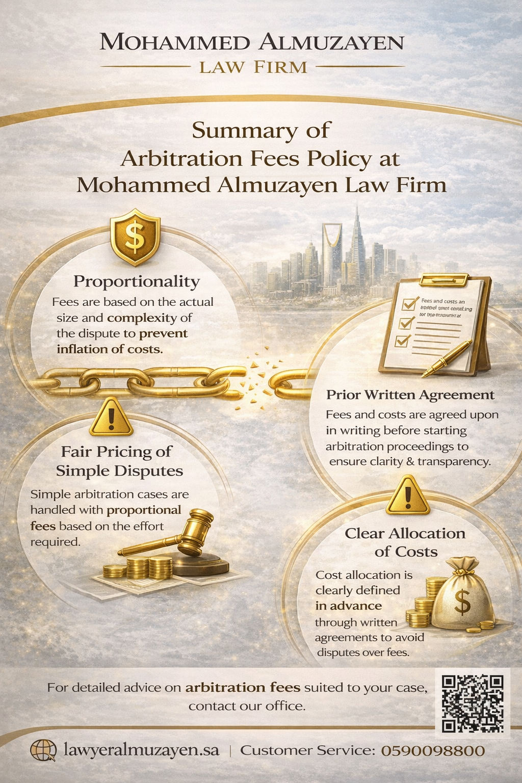 Summary of Arbitration Fees Policy at Mohammed Almuzayen Law Firm & Arbitration